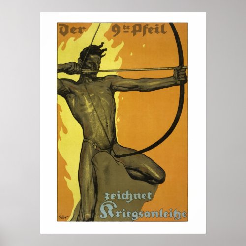 The 9th arrow Austrian art nouveau world war I Poster