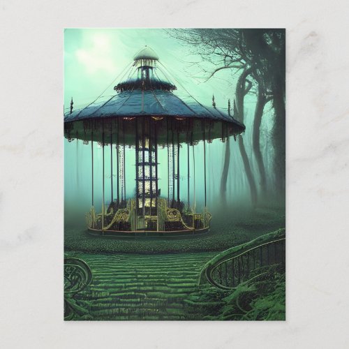 The Abandoned Carousel Digital Art   Postcard