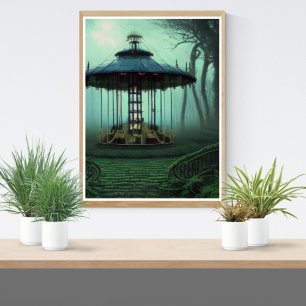 The Abandoned Carousel Digital Art Poster