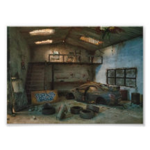 The Abandoned Garage Print - Abandoned Miniatures