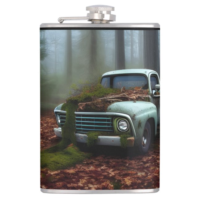 The Abandoned Truck  Digital Art   Flask (Front)