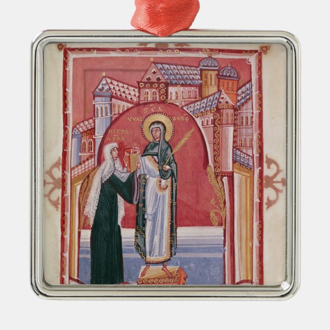 The Abbess Hilda offering Metal Ornament (Front)