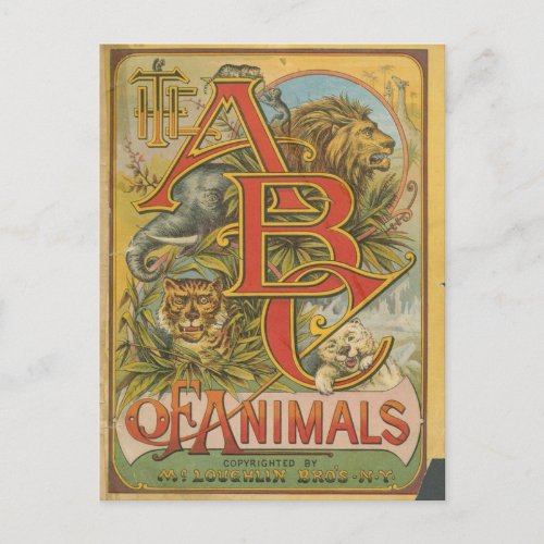 The ABC of Animals _ cool vintage book cover  Magn Postcard