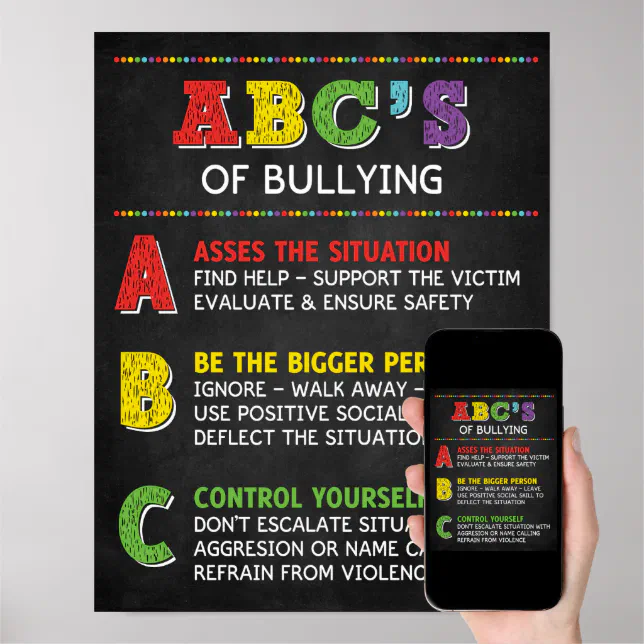 The ABC of Bullying Classroom Anti Bully Campaign Poster | Zazzle