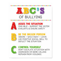 The ABC of Bullying Classroom Anti Bully Campaign  Poster