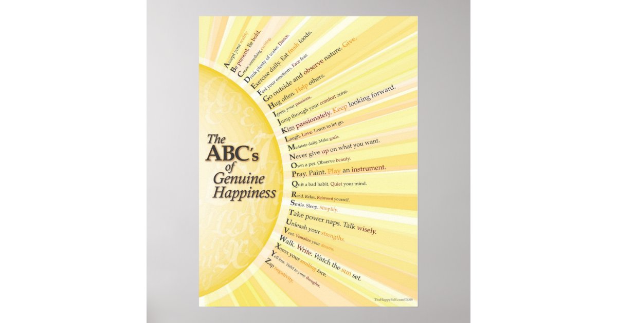 The ABC's of Genuine Happiness Poster | Zazzle