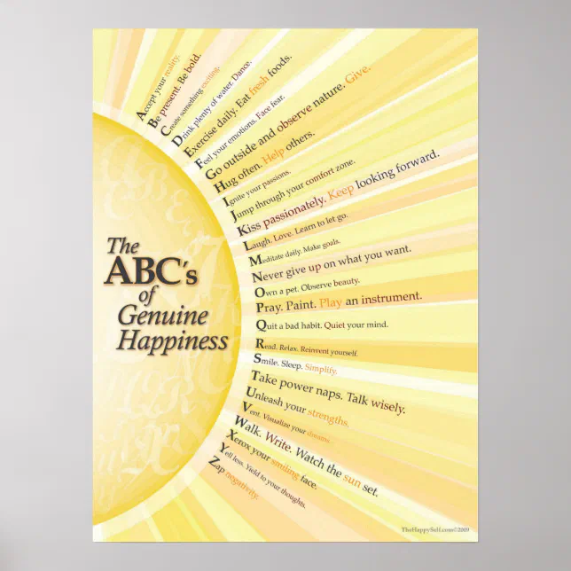 The ABC's of Genuine Happiness Poster | Zazzle