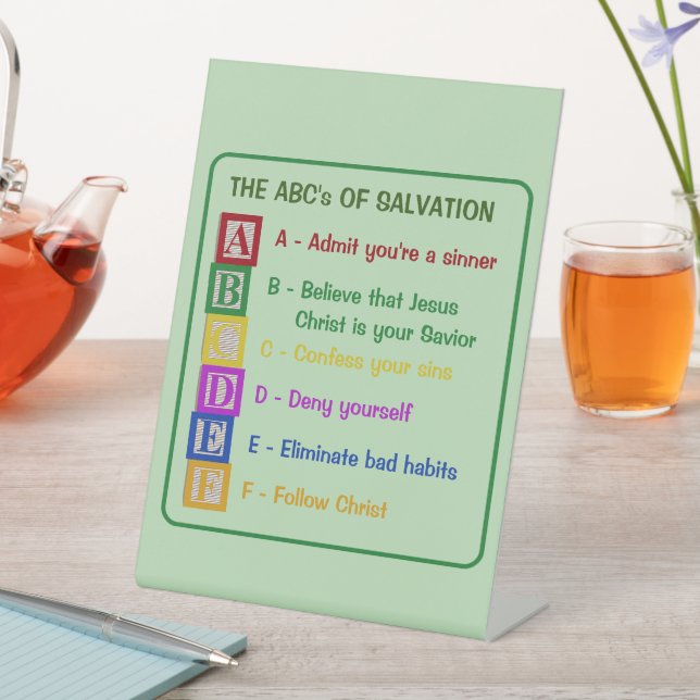 The ABC's of Salvation Pedestal Sign (In SItu)