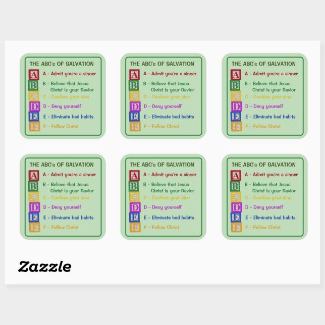The ABC's of Salvation Square Sticker (Sheet)