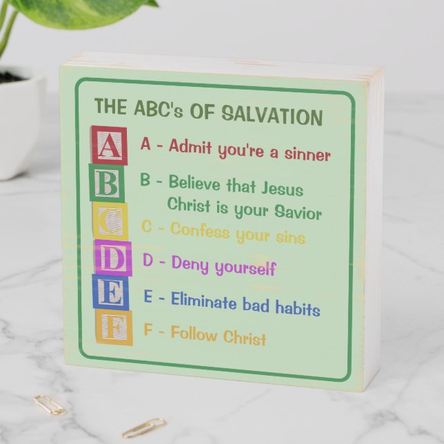 The ABC's of Salvation Wooden Box Sign (In Situ Horizontal)