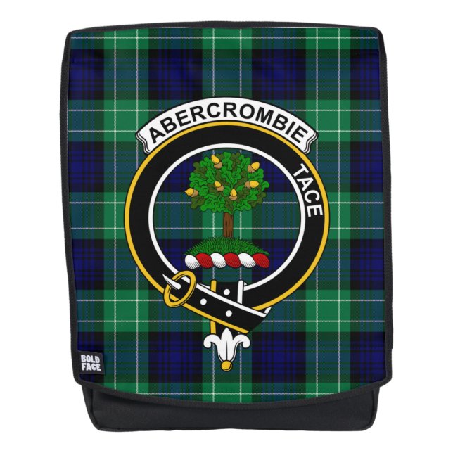 The Abercrombie Clan Crest Tartan Plaid Backpack (Front)