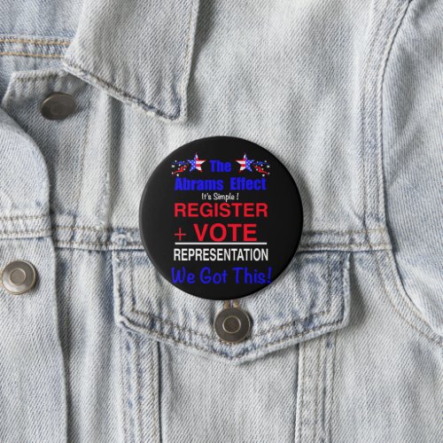 The Abrams Effect Voting Rights round button pin