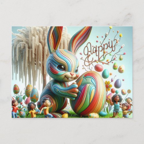 The Abstract Easter Bunny smiled Holiday Postcard