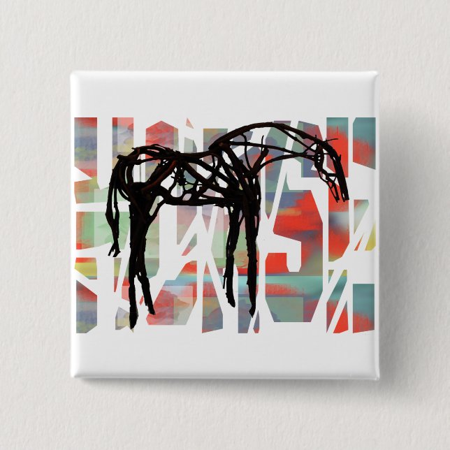 The Abstract Horse Pinback Button (Front)