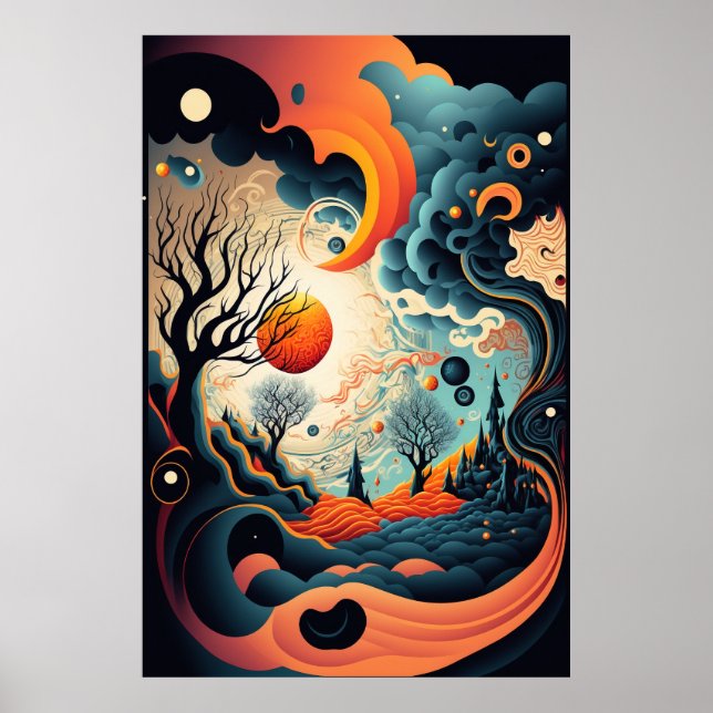 The Abstract Landscape of Swirling Patterns Poster (Front)