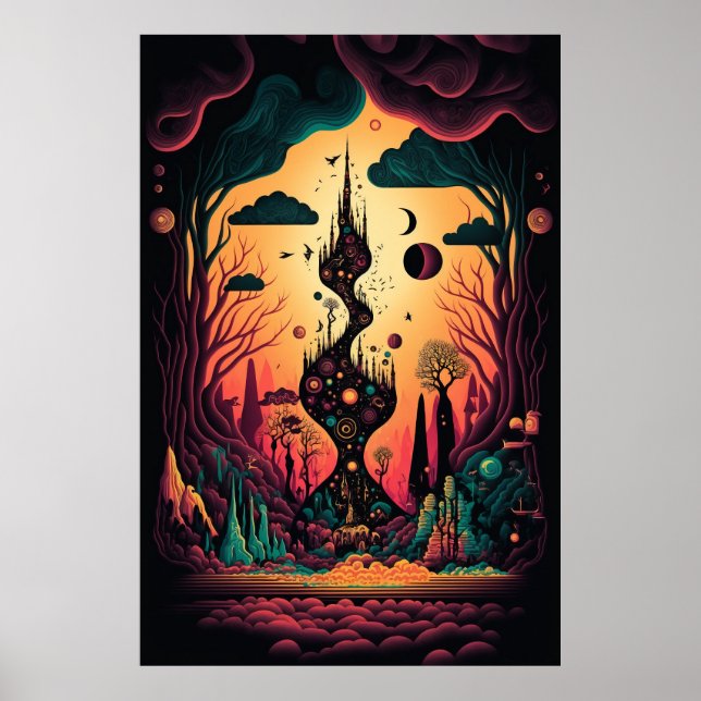 The Abstract Landscape of Swirling Patterns Poster (Front)