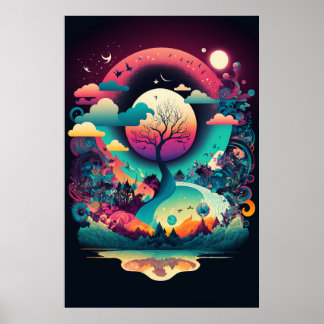 The Abstract Landscape of Swirling Patterns Poster