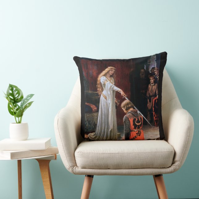 The Accolade by Edmund Blair Leighton Throw Pillow (Chair)
