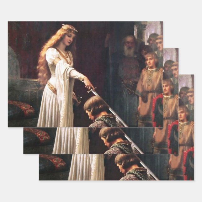 “The Accolade” Medieval Painting by Edmund Blair L Wrapping Paper Sheets (Set)