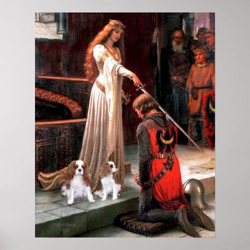 The Accolade with 2 Blenheim Cavalier King Charles Poster