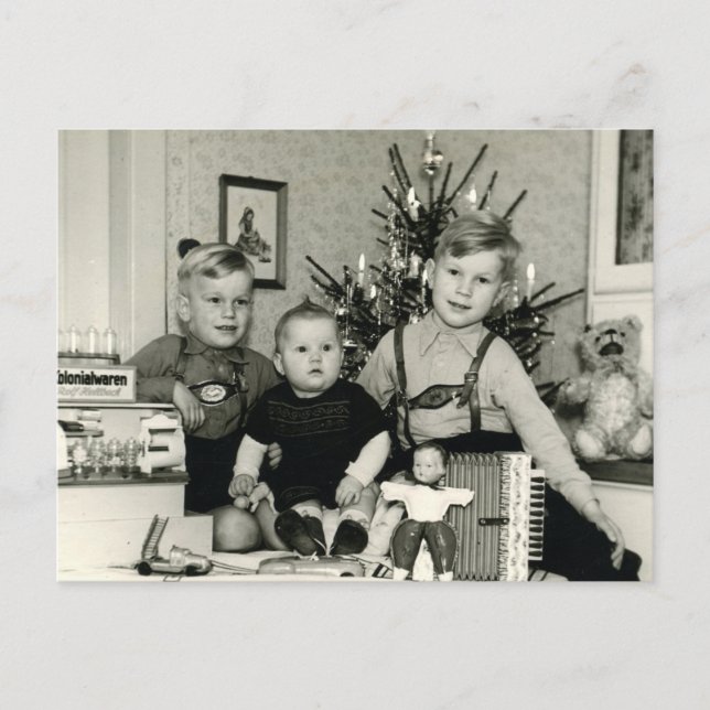 The accordion horror! Christmas 1953. Postcard (Front)