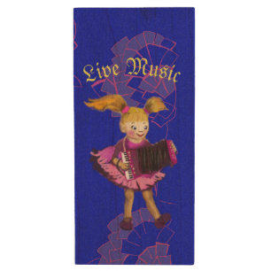 The accordion player girl wood flash drive