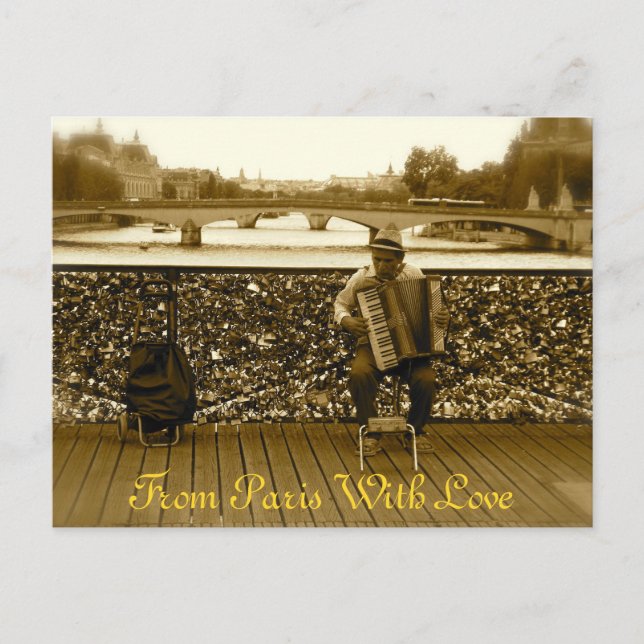 The Accordion Player - Pont des Arts, Paris Postcard (Front)