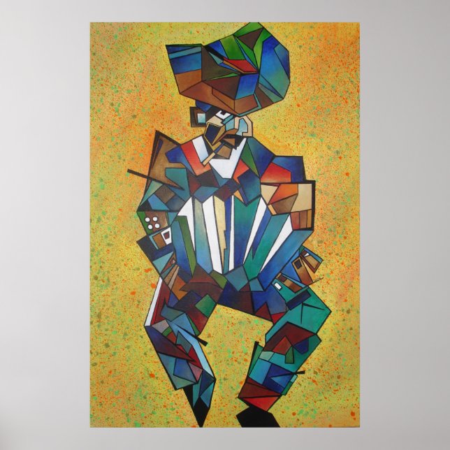 The Accordionist Cubism Art Poster (Front)