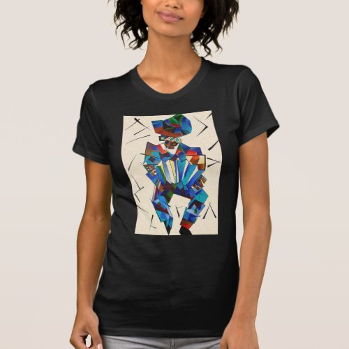 The Accordionist Geometric Art Style T_Shirt
