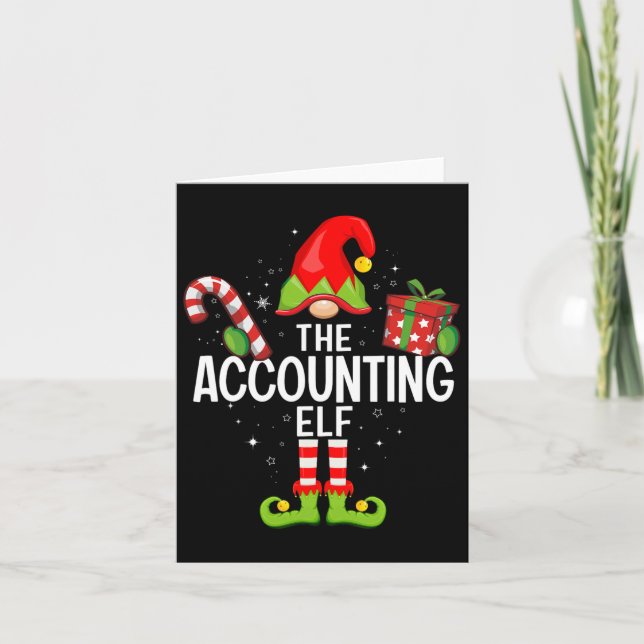 The Accounting Elf Family Christmas Pajama Xmas  Card (Front)