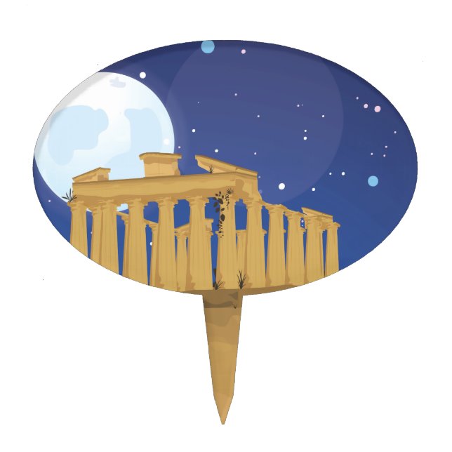 The Acropolis of Athens cartoon Cake Topper (Front)