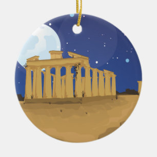 The Acropolis of Athens cartoon Ceramic Ornament