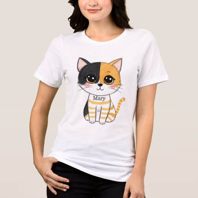 The Adorable Mischief Cat  Tri-Blend Shirt (Front)