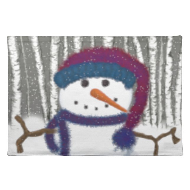 The Adorable Puffy The Snowman Cloth Placemat (Front)