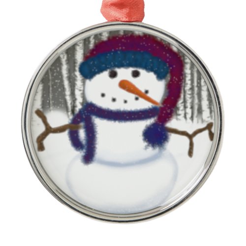 The Adorable Puffy The Snowman Metal Ornament