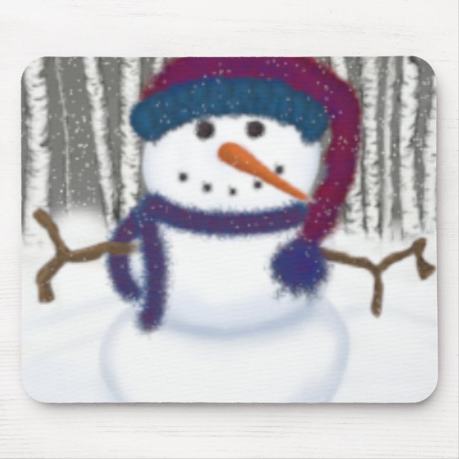 The Adorable Puffy The Snowman Mouse Pad (Front)
