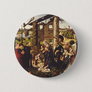The Adoration of the Child with Saints and Donors Button