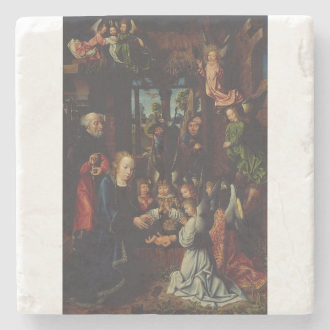 The Adoration of the Christ Child Stone Coaster (Front)