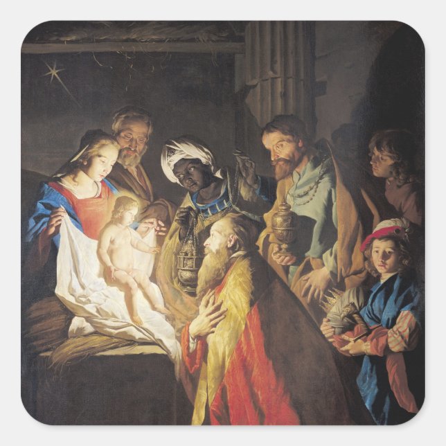 The Adoration of the Magi 2 Square Sticker (Front)