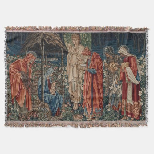 The Adoration of the Magi by Edward Burne_Jones Throw Blanket