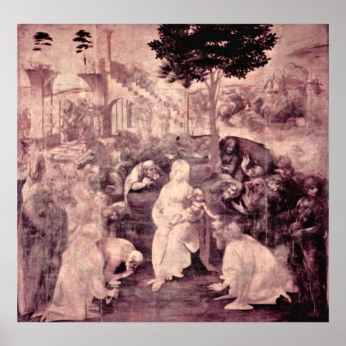 The Adoration of the Magi by Leonardo da Vinci Poster