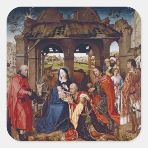 The Adoration of the Magi c1455 Square Sticker