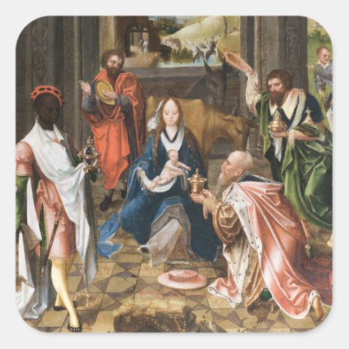The Adoration of the Magi_ jesus Holiday  Square Sticker