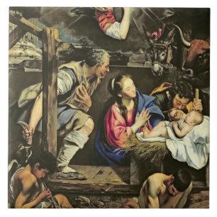 The Adoration of the Shepherds, 1612 (oil on canva Tile