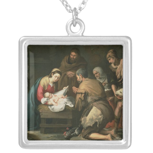 The Adoration of the Shepherds, c.1650 Silver Plated Necklace (Front)