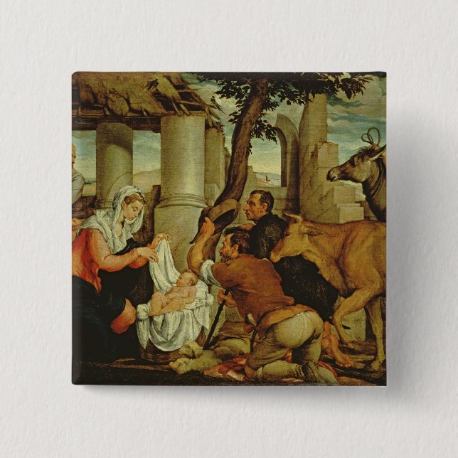 The Adoration of the Shepherds Pinback Button (Front)