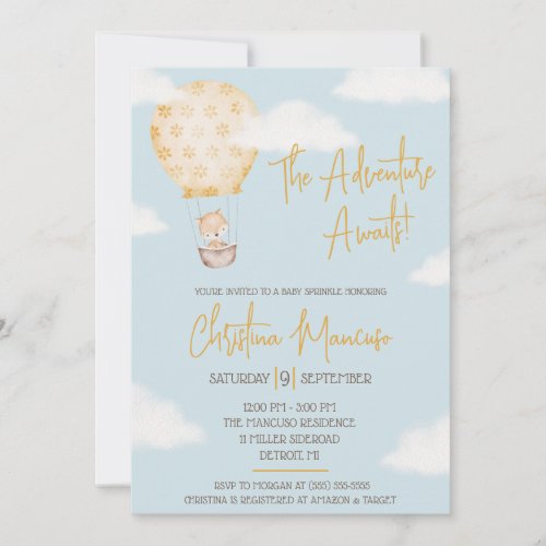 The Adventure Awaits Gender Neutral Baby Shower Invitation