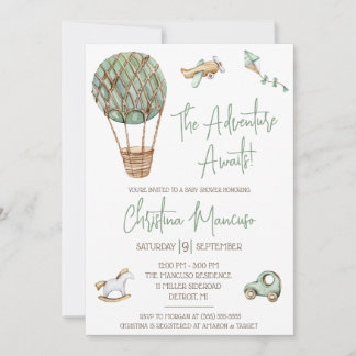 The Adventure Awaits! Gender Neutral Baby Shower Invitation