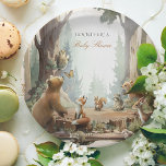 The Adventure Awaits Woodland Baby Shower Paper Plates<br><div class="desc">Create a storybook setting for your baby shower feast with these charming paper plates. Each plate is a canvas showcasing a serene woodland scene, where a friendly bear, a clever fox, a watchful owl, and other adorable creatures gather in a sunlit forest clearing, celebrating the soon-to-be arrival of a new...</div>
