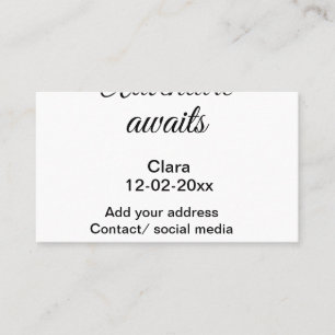 The adventure begins add name date year place business card